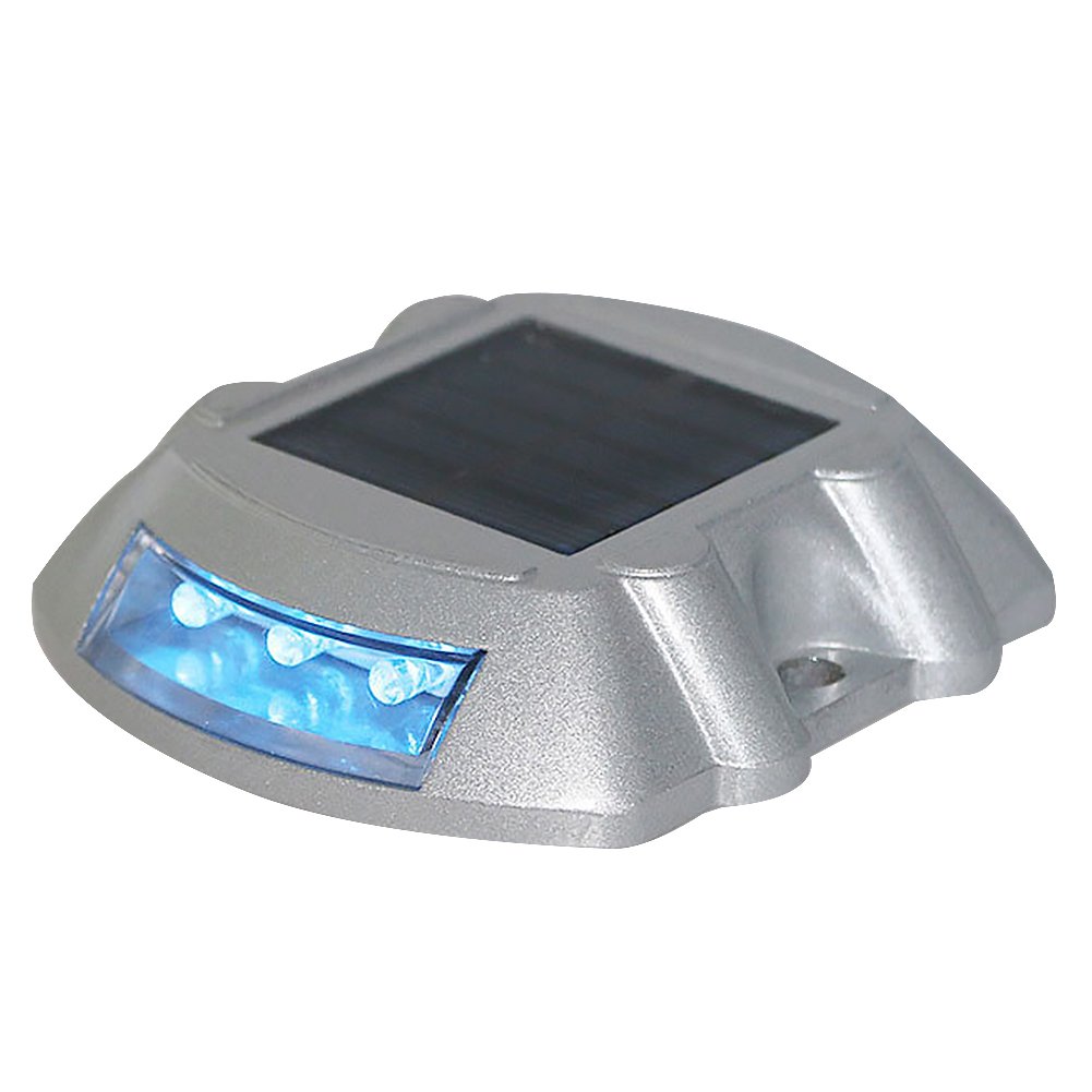 Luci Solari per Deck, Luci LED Road Studs, Lampada di Sicurezza Stradale Lampeggiante di Avvertimento, Marcatura Quadrata per Recinzione Esterna (Blu)