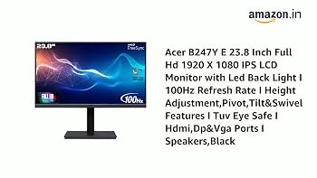 acer B247Y E 23.8 Inch Full HD 1920 X 1080 IPS LCD Monitor with