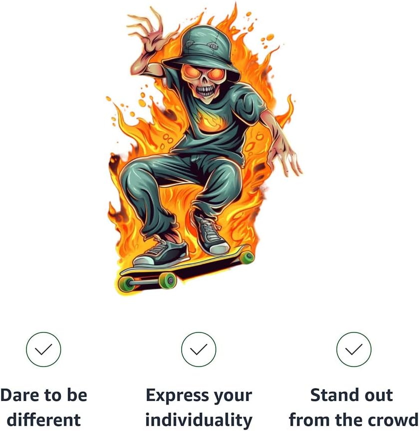 Skateboarder on Fire Kids' T-Shirt - Skeleton T-Shirt - Cool Tee Shirt for Kids