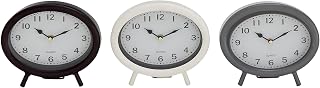 Benzara 92262 - Reloj de Mesa de Metal, Color Negro, Blanco, Gris, Talla única