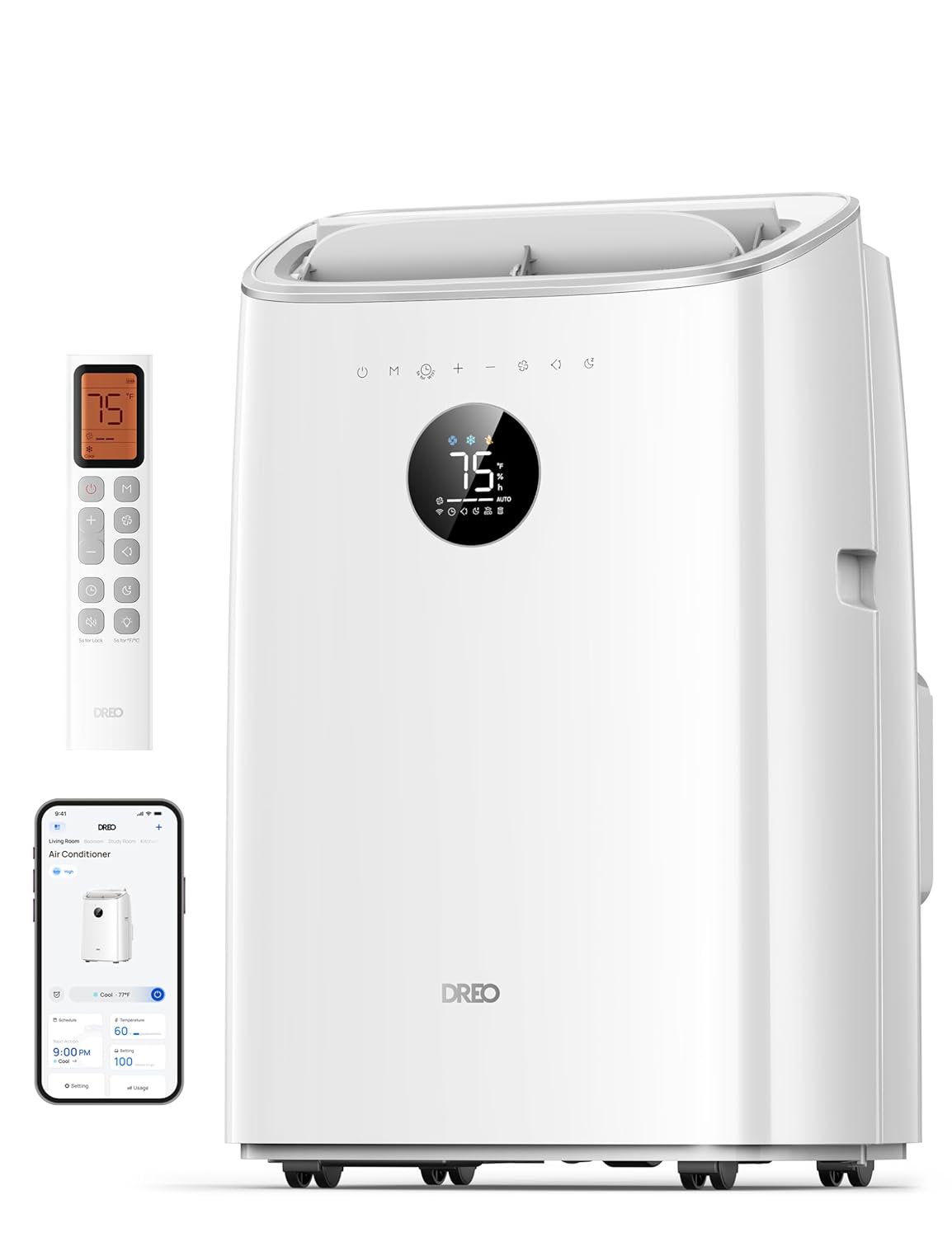 DREO Portable Air Conditioners 8000 BTU ASHRAE 5000 BTU DOE Smart AC Unit for Bedroom with Drainage-free Cooling