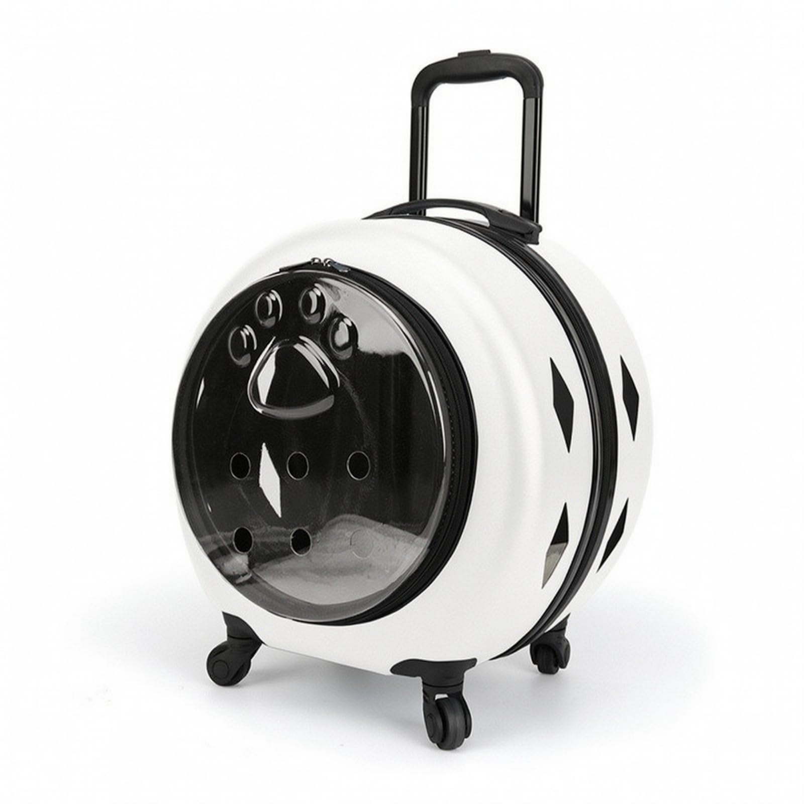 Gralara Transportín con Ruedas Rígido Transportín con Frontal Transparente Rodante Maleta para s, Perros Pequeños, Blanco, 1922-Blanco