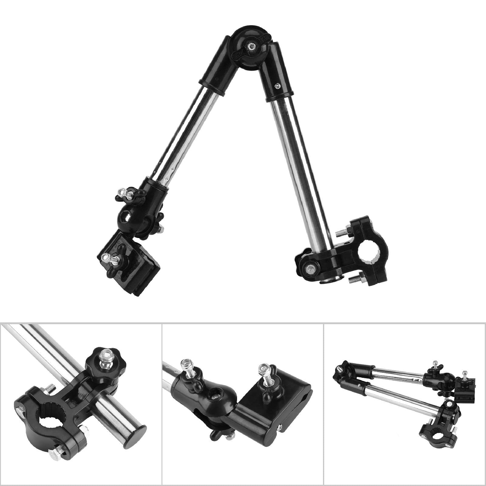 360° Adjustable Umbrella Stretch Mount Stand Holder, Dual Direction Outdoor Bike Umbrella Mount Stand, Stroller Umbrella Thickened Stainless Steel Pipe Attachment for Bike Electric Bicycle Wheel Chair