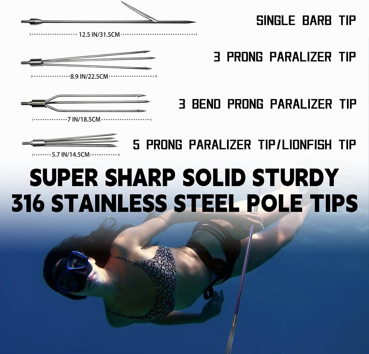 Spearfishing Pole Hawaiian Sling Fishing Spear Set Fiberglass Pole Spear Harpoon Spearfishing Gear