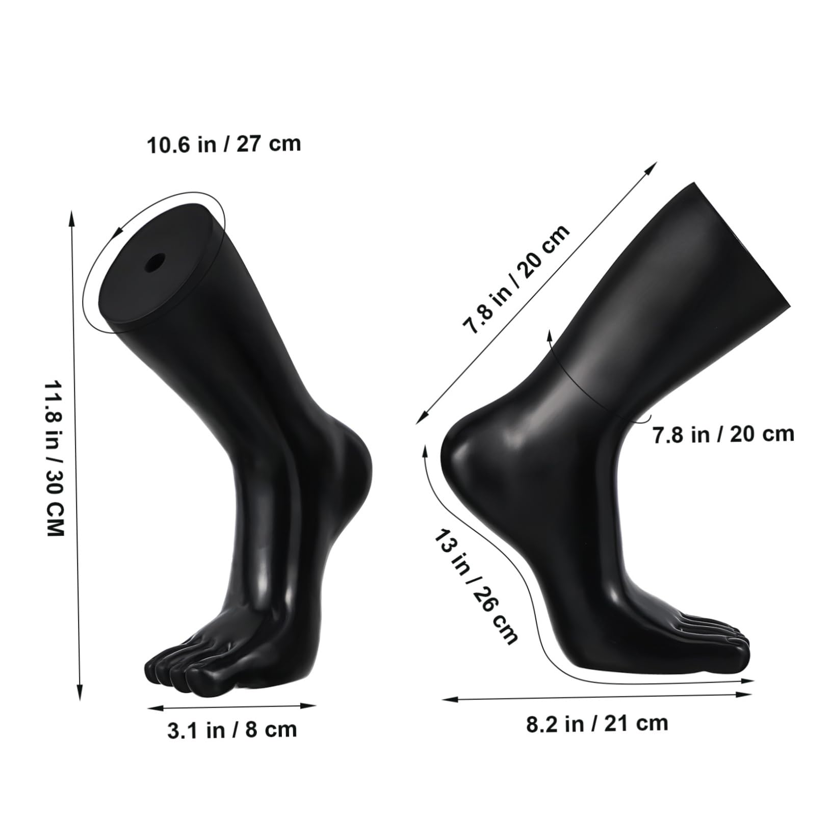 PRETYZOOM Fußmodell Schwarzer Vinyl Einzigartigem Design Socken aus Realistisches Farbe für Präsentation von Socken und Knöchelarmbändern im Einzelhandel und Ausstellungen