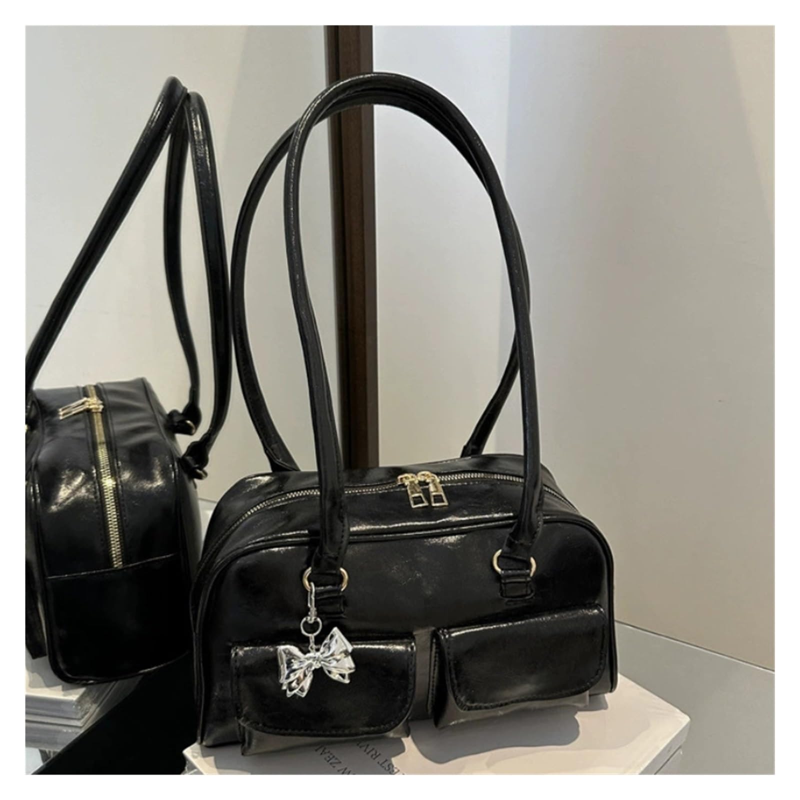 Bolso bandolera Retro Solid Long Shoulder Bags For Women Pu Leather Ladies Underarm Bag Commuter Tote Small Pocket Design Female Handbags Purse