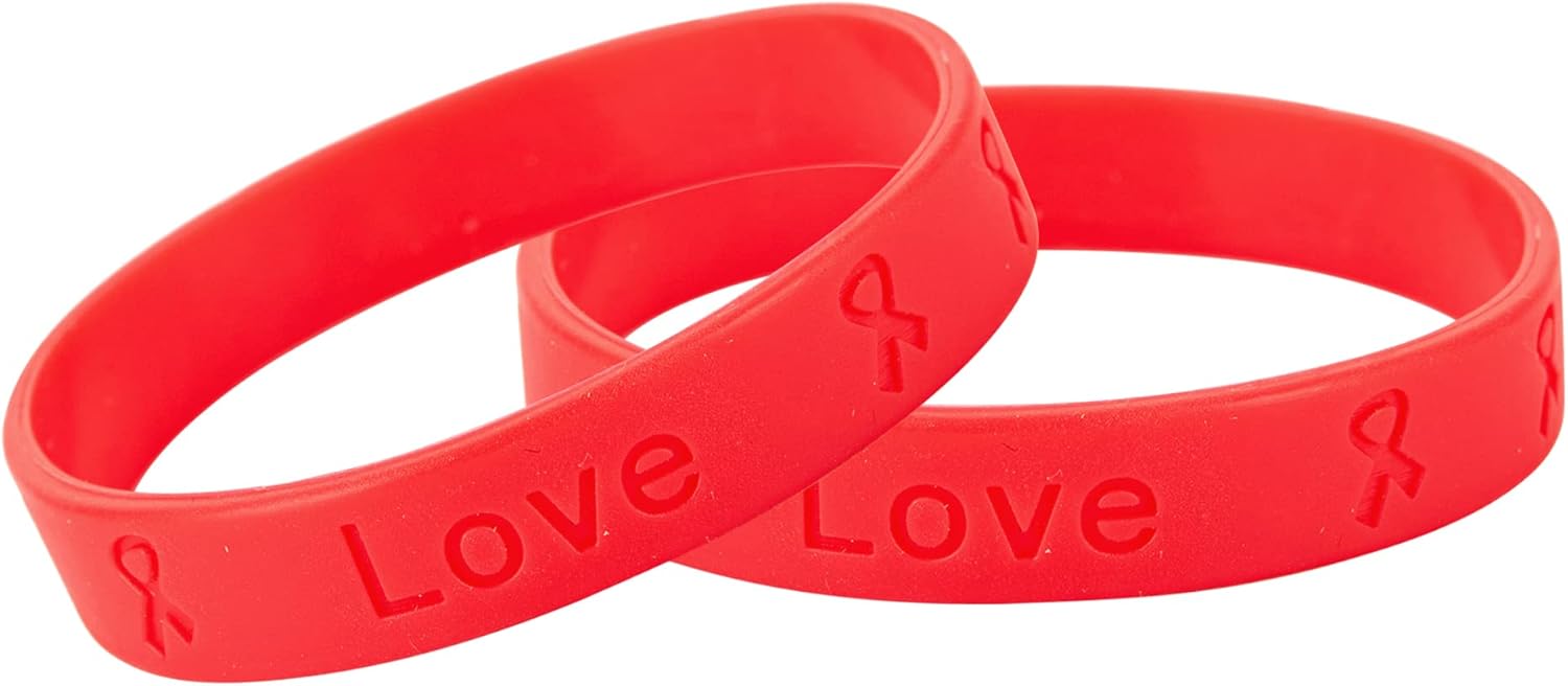 Amazon.com: 25 Pack Red AIDS/HIV Awareness Bracelets- Red Ribbon AIDS ...