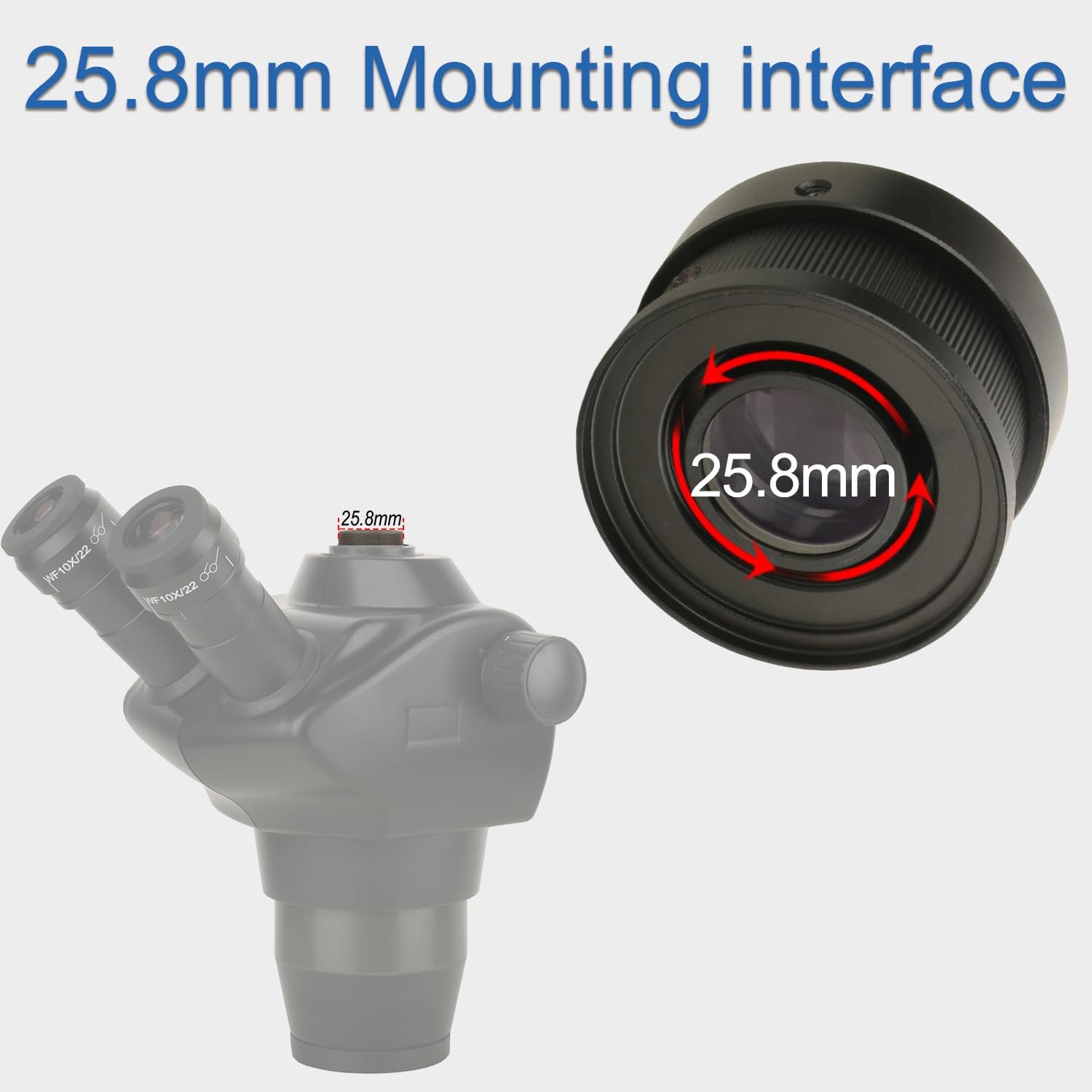 0.4X Microscope Interface Adjustable Focal Length 25.8mm Microscope Mounting Interface