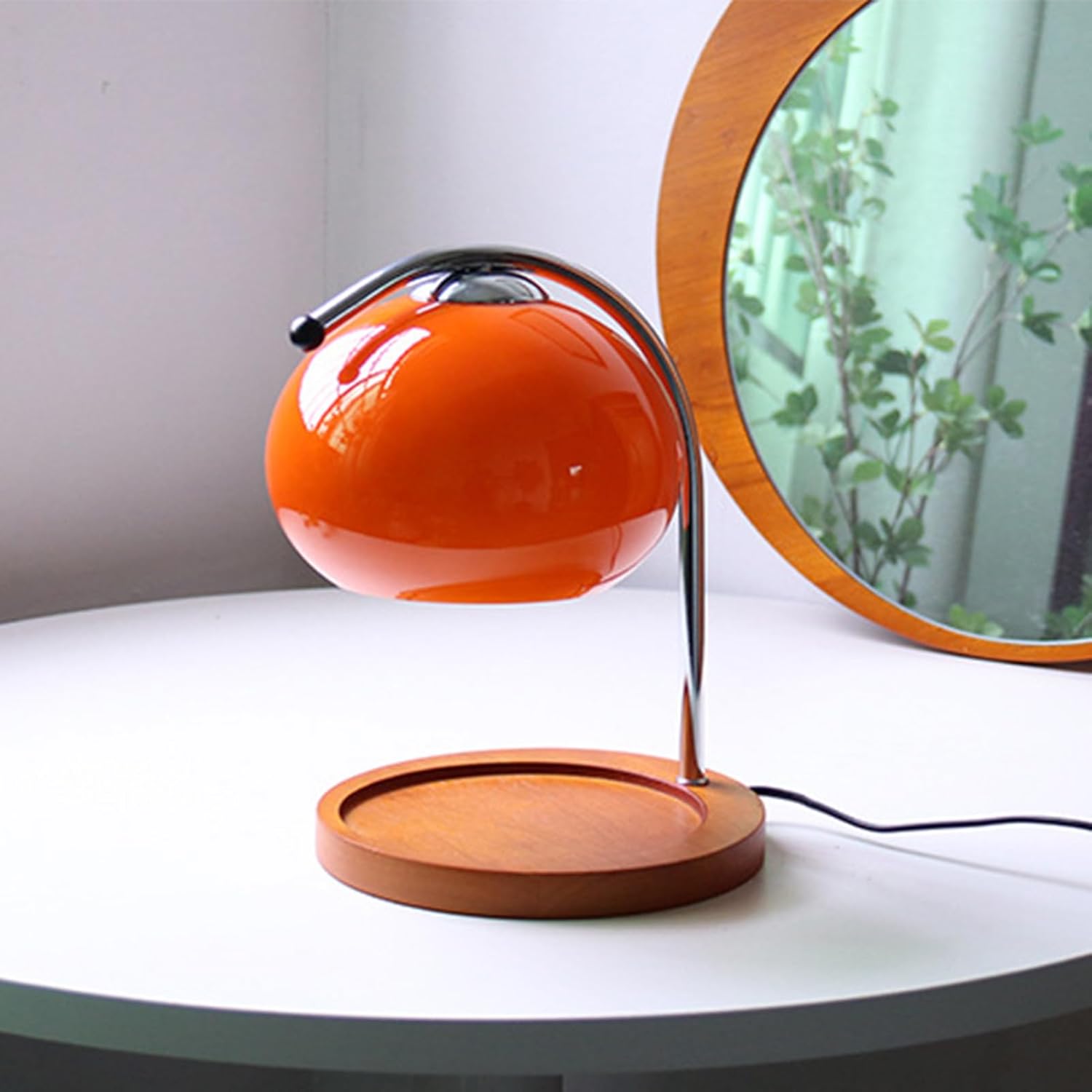 Vintage Design Candle Warmer Lamp, Aromatherapy Wax Melter with Adjustable Light Brightness, Timer, Solid Wood Tray for Bedroom, Study, Living Room (Coral)