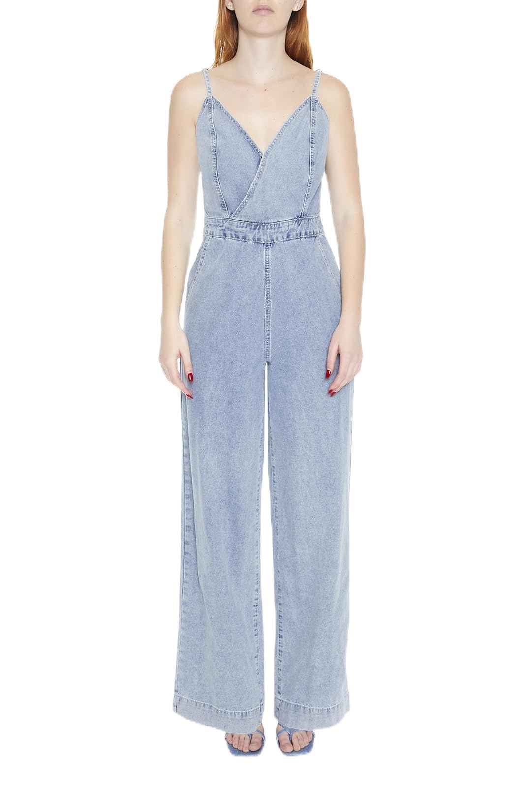 Forever 21 Women's Denim Surplice Wide-leg Jumpsuit