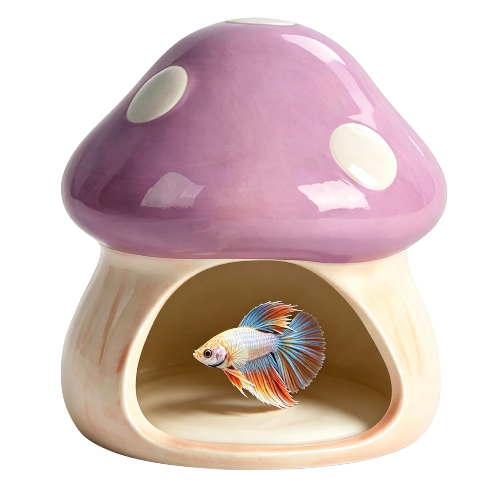 ANMOO Cute Mushroom House Betta Fish Tank Accessories Decor (Purple)