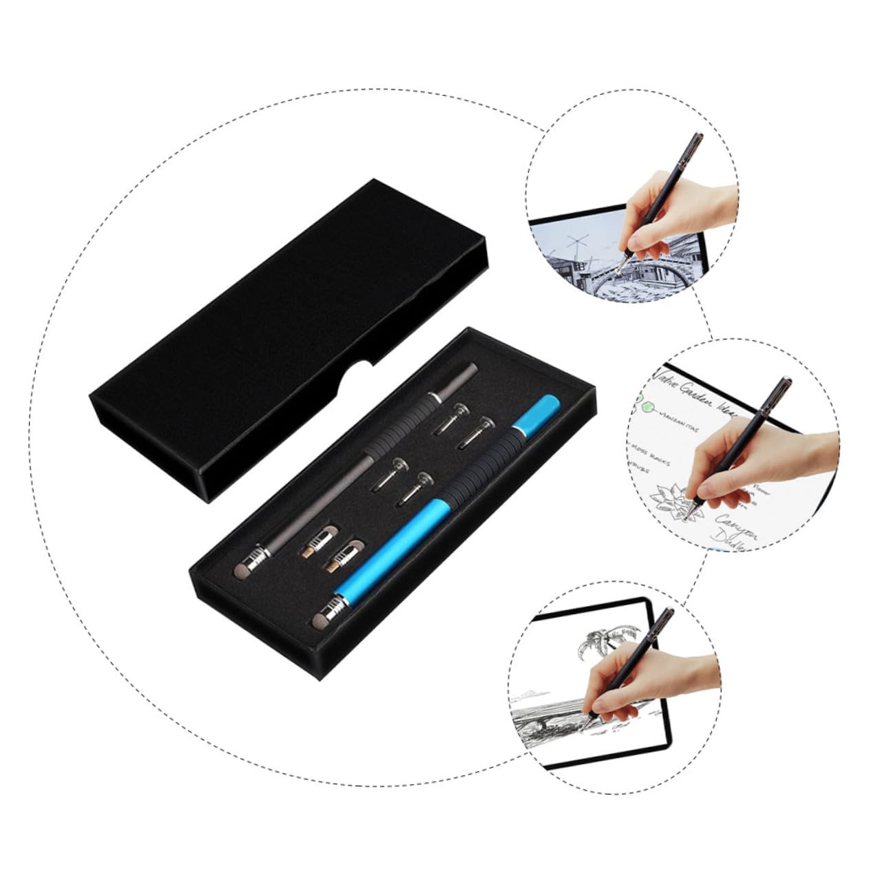 Hemobllo 2ensembles Stylet Tactile pour Écrans Capacitatifs Stylus Multifonctionnel avec Embouts Remplaçables pour Tablettes Et Smartphones Précision Et Silencieux Couleurs