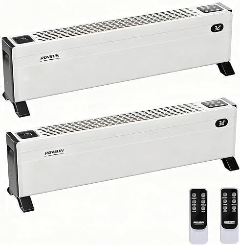ROVSUN Calentador eléctrico de zócalo de 32 pulgadas con control remoto y temporizador, calentador de espacio de convección de 1500 W con modos de