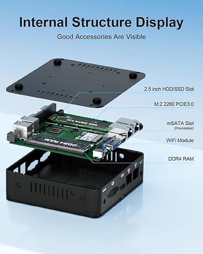 Miniatura 5 de FANPEEC Mini PC Celeron J4125 sin ventilador Windows 11 Pro 16 GB RAM 256 SSD Industrial Firewall Mini PC PC 2 puertos LAN, 2* RS232 COM, 4K HD+VGA,