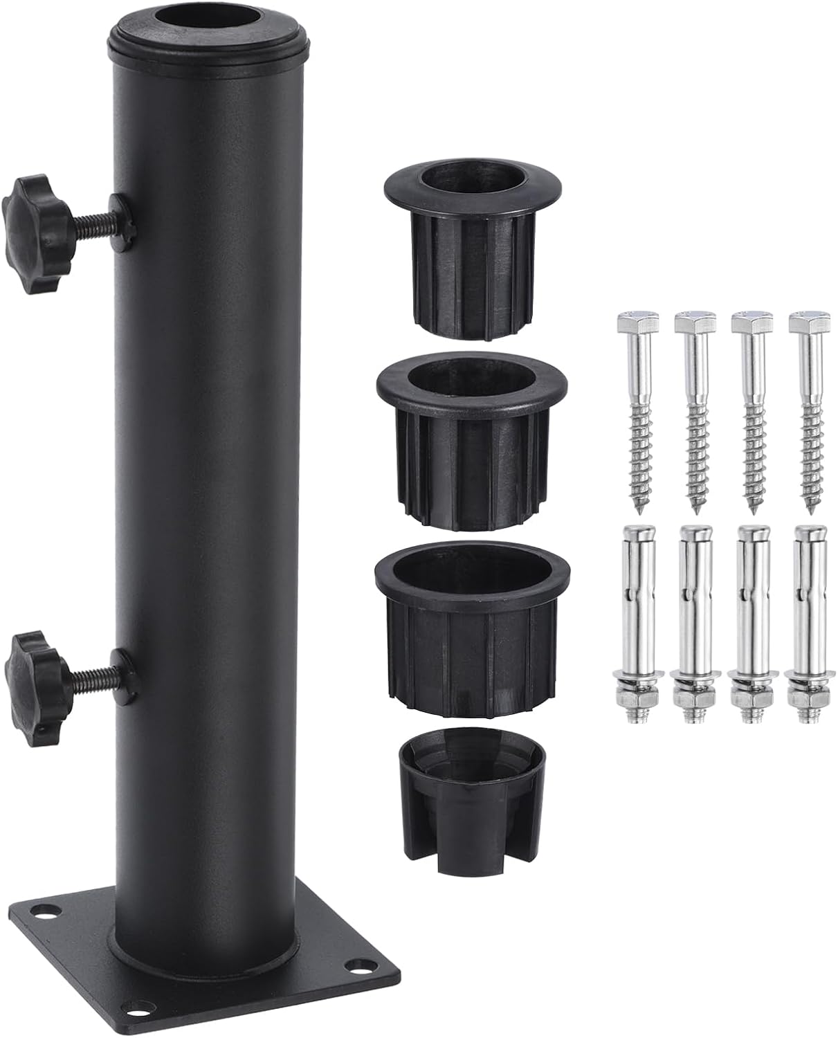 PATIKIL 2 Set Patio Umbrella Base Stand 2.16" Diameter Umbrella Stand Tube Bracket Deck Mount Umbrella Holder for Outside Garden Backyard Balcony