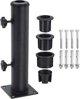 PATIKIL Patio Umbrella Base Stand 2.16" Diameter Umbrella Stand Tube Bracket Deck Mount Umbrella Holder for Outside Garden Backyard Balcony