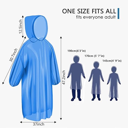 Miniatura 6 de Airpler Ponchos de lluvia para adultos familiares - Poncho de lluvia desechable para adultos con capucha con cordón