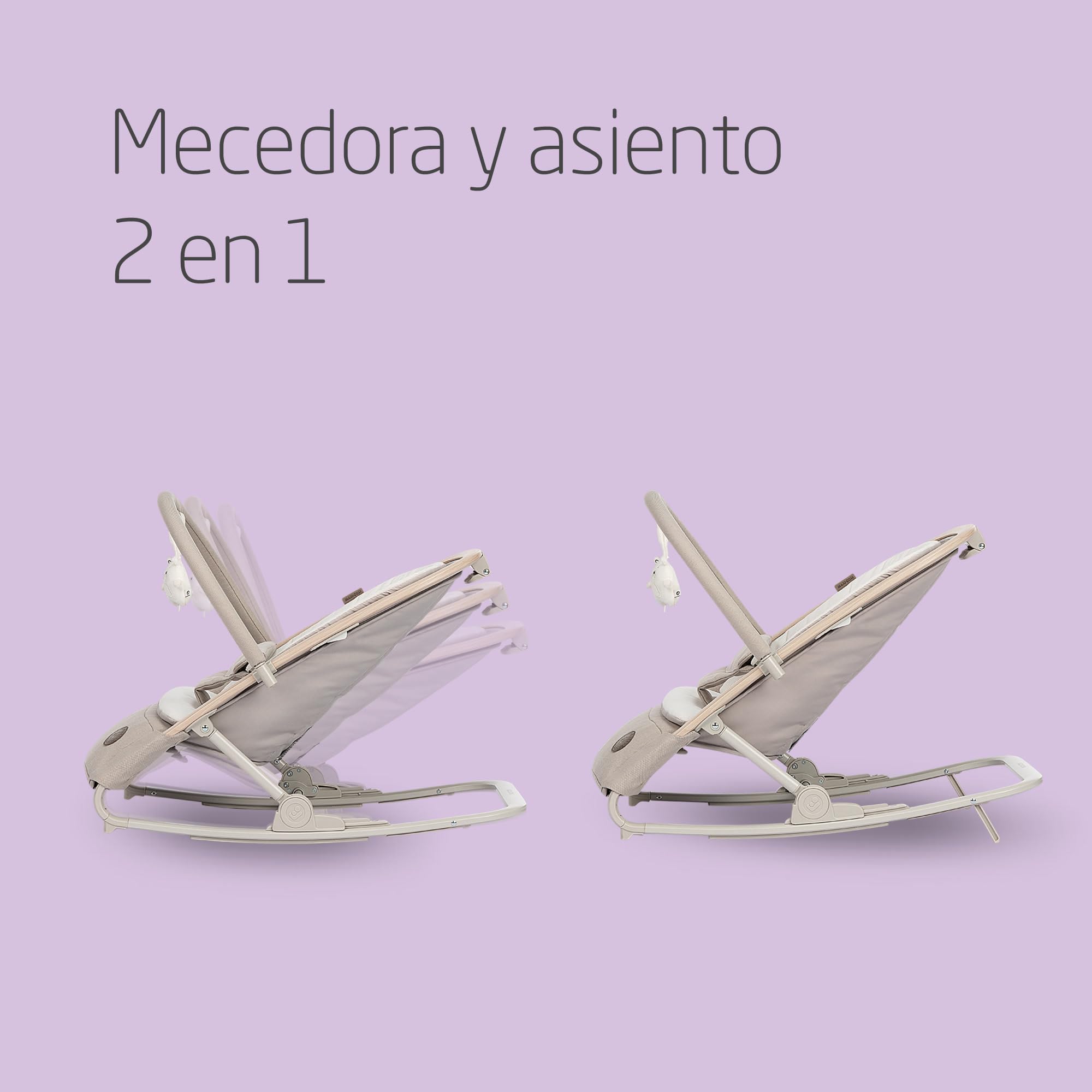 Maxi-Cosi Kori Hamaca Bebé 2 en 1 con arco de juegos, 0-2 años, máx.15 kg, balamcin bebe, 3 posiciones de reclinación una sola mano, ligera y compacta, arnés Easy-in, Eco Care, Classic Beige