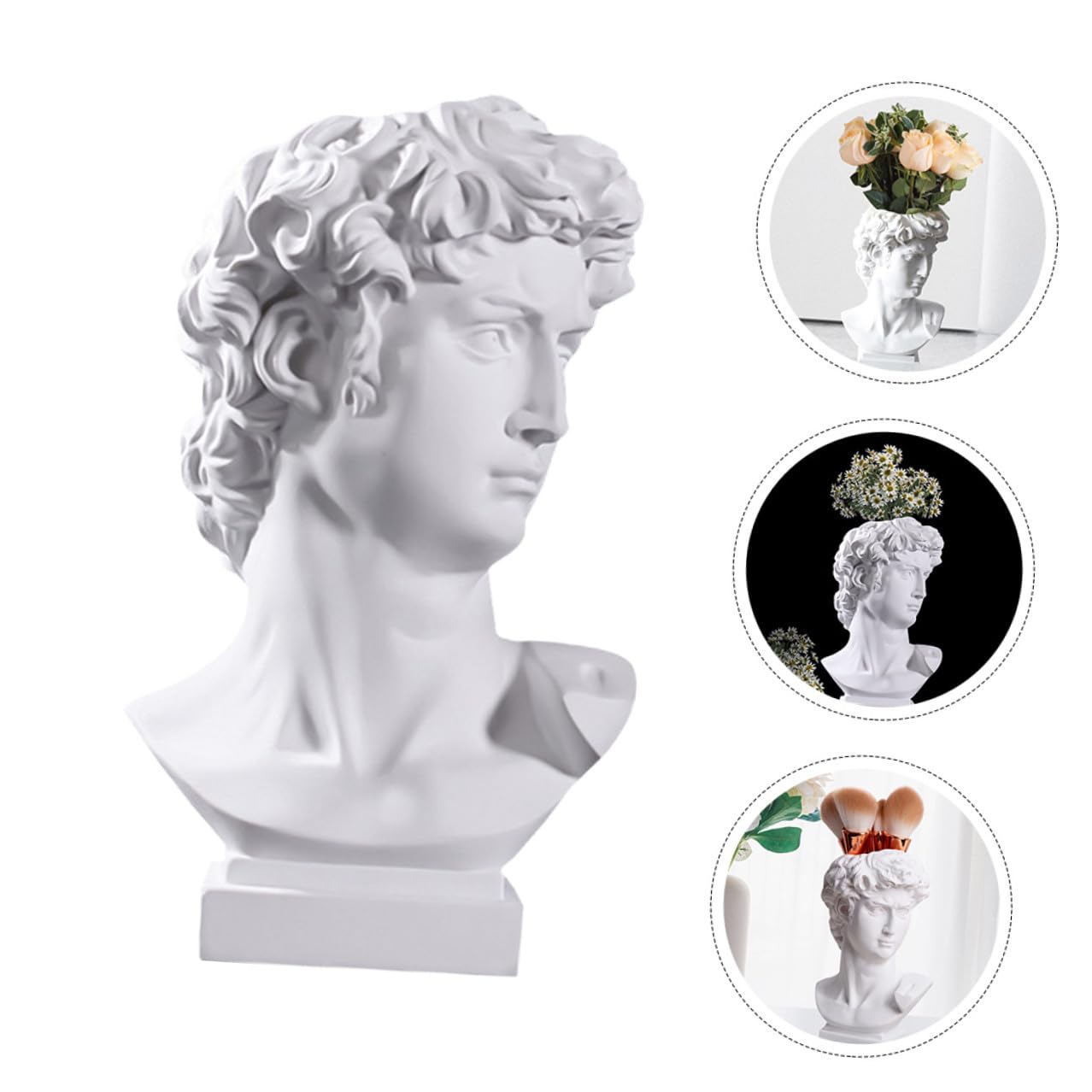 VICASKY Vase en Résine Blanc Style Artistique 25 Cm pour Rangement Pinceaux de Maquillage et Décoration de Bureau ou Salon