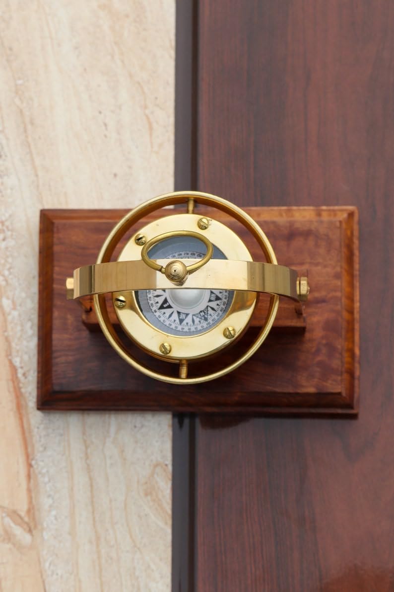 Bussola vintage a U Gemball in ottone per nave-strumenti nautici in ottone antico funzionale orologio bussola di navigazione
