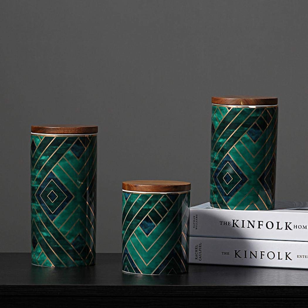 WANDGU 2 Pots En Céramique Avec Couvercle Bois - Rangement Thé Café Sucrier 260ml - Moderne