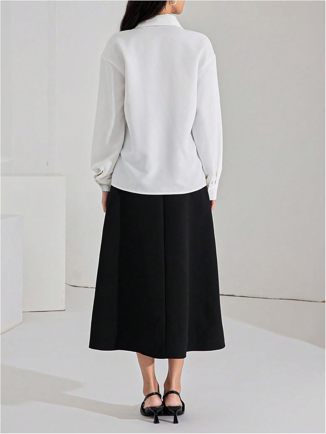 SweatyRocks Women's Long Sleeve Button Down Shirts Blouses Rhinestone Business Work Tops - Image 3