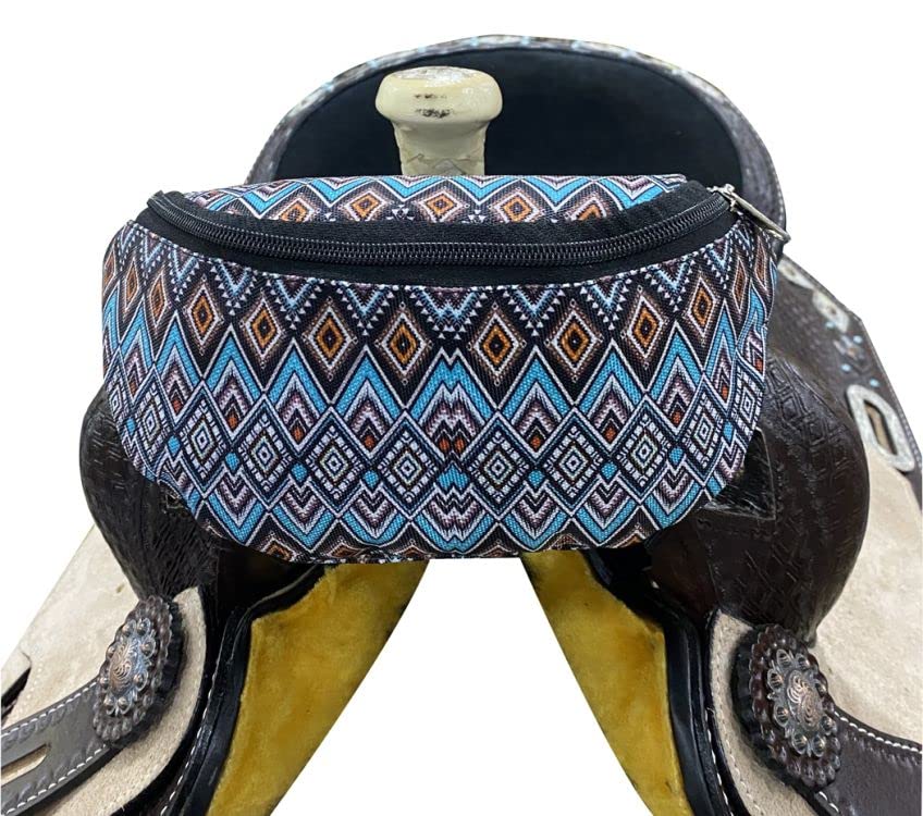 Showman Bolsa de selim de nylon isolada com estampa asteca azul