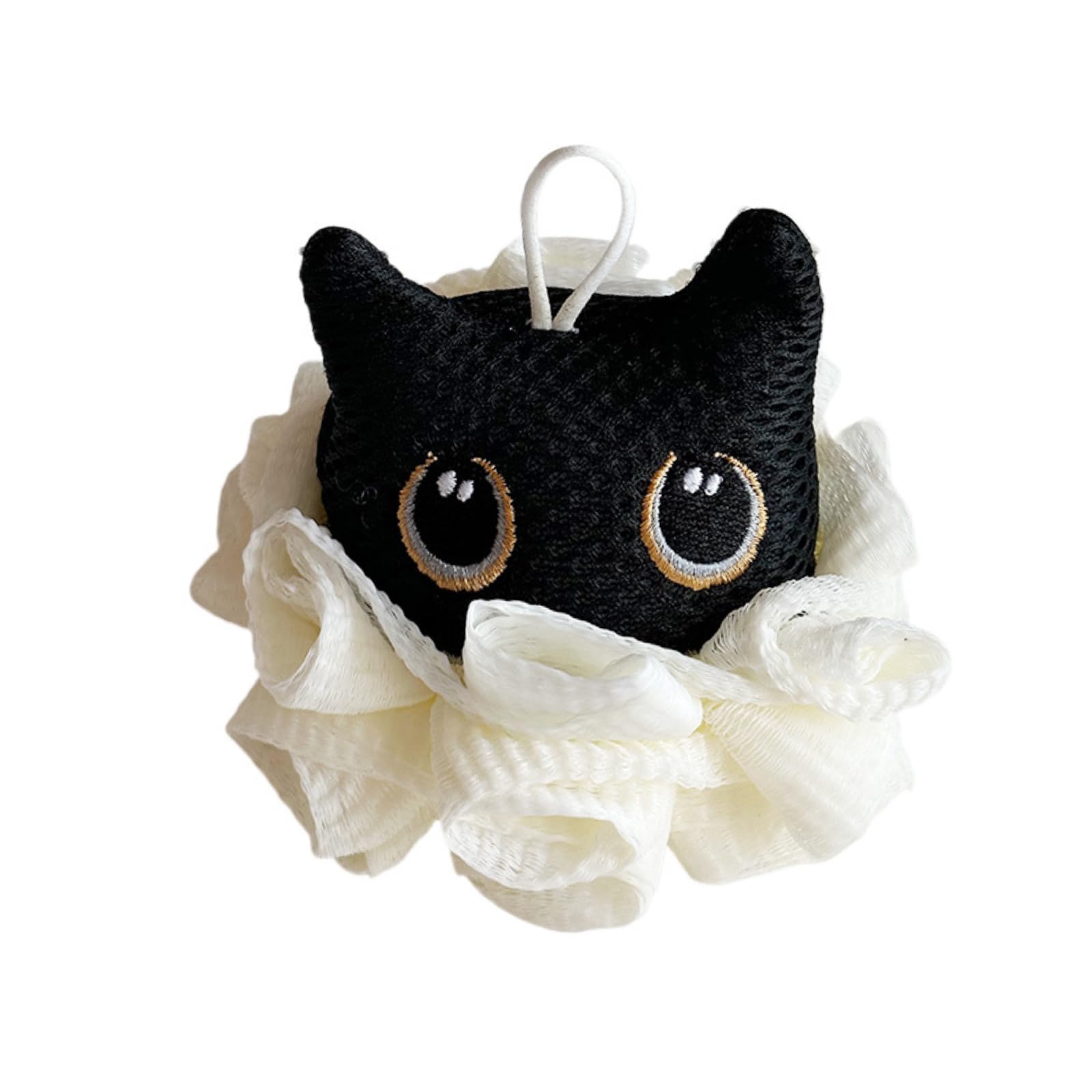 Cute Unicorn Kids Bath Loofahs Balls for Baby Girls Boys Mesh Shower Ball Pouf Exfoliating Bath Sponge Body Cleaner Bath Accessories (Black cat)
