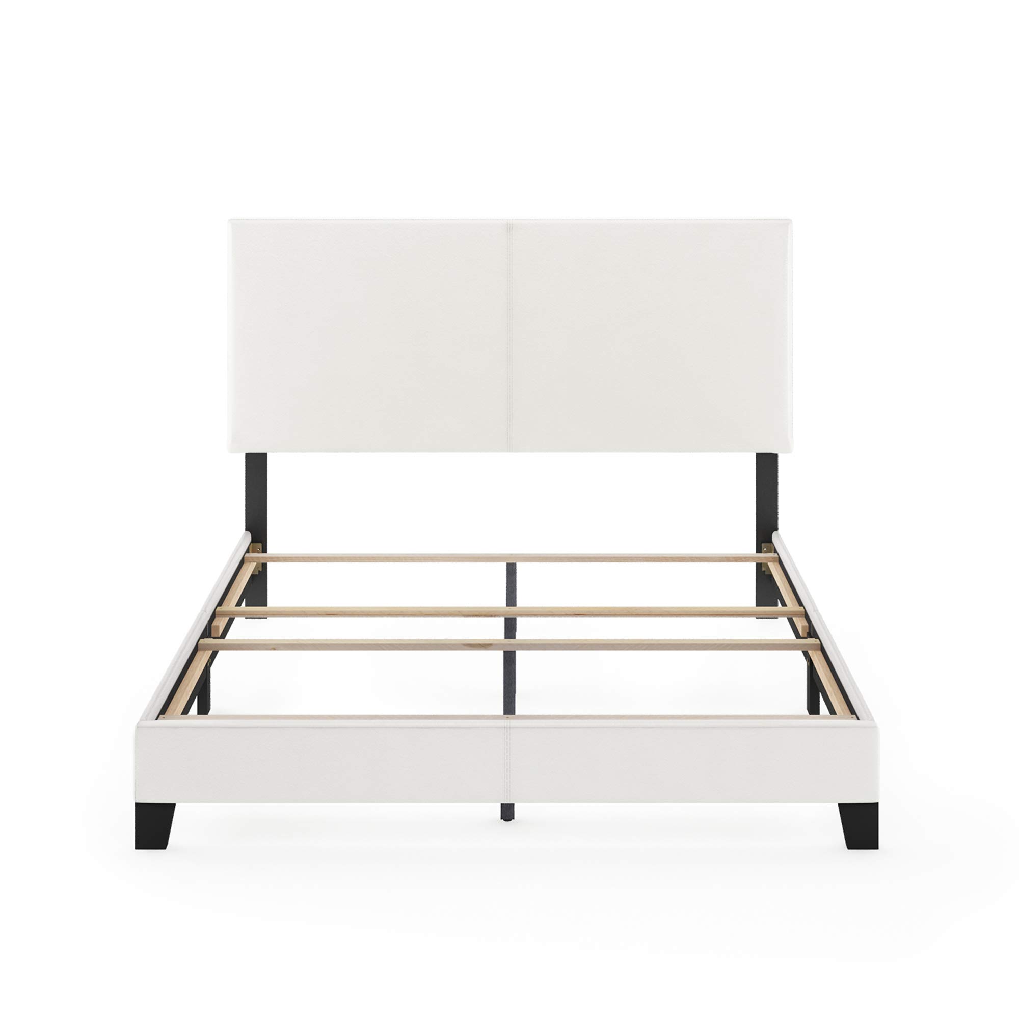 FURINNO Pessac PU Leather Upholstered Platform, Queen, White,FB19821QWH color -GREY