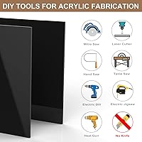 Vista 5 de INTELLIMADE, Hoja acrílica de plexiglás de 8 x 12 pulgadas, panel rectangular de 1/4 pulgadas de grosor, tablero de vidrio de plexiglás fundido