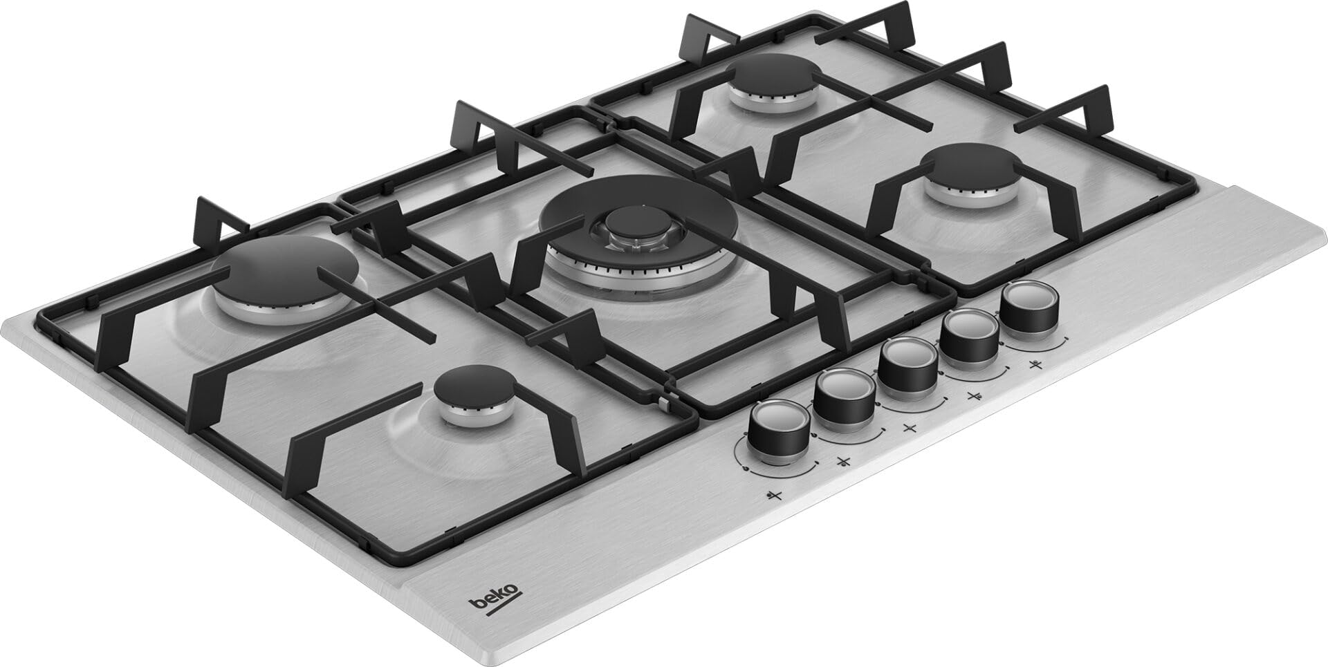 Beko HIAW75224SXE - Piano cottura a gas, 5 fuochi, inox, 75 cm