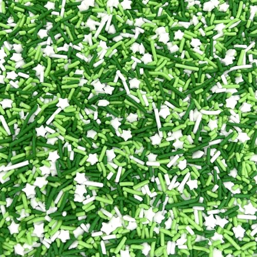 Image of Manvscakes Sprinkles- Edible Cake and Cupcake Sprinkles with Assorted Shapes and Sizes for Parties, Metallic Sprinkle Mix for Cookies, Ice Cream, Cake and Cupcake Decorating, 4 oz (Green and Silver)