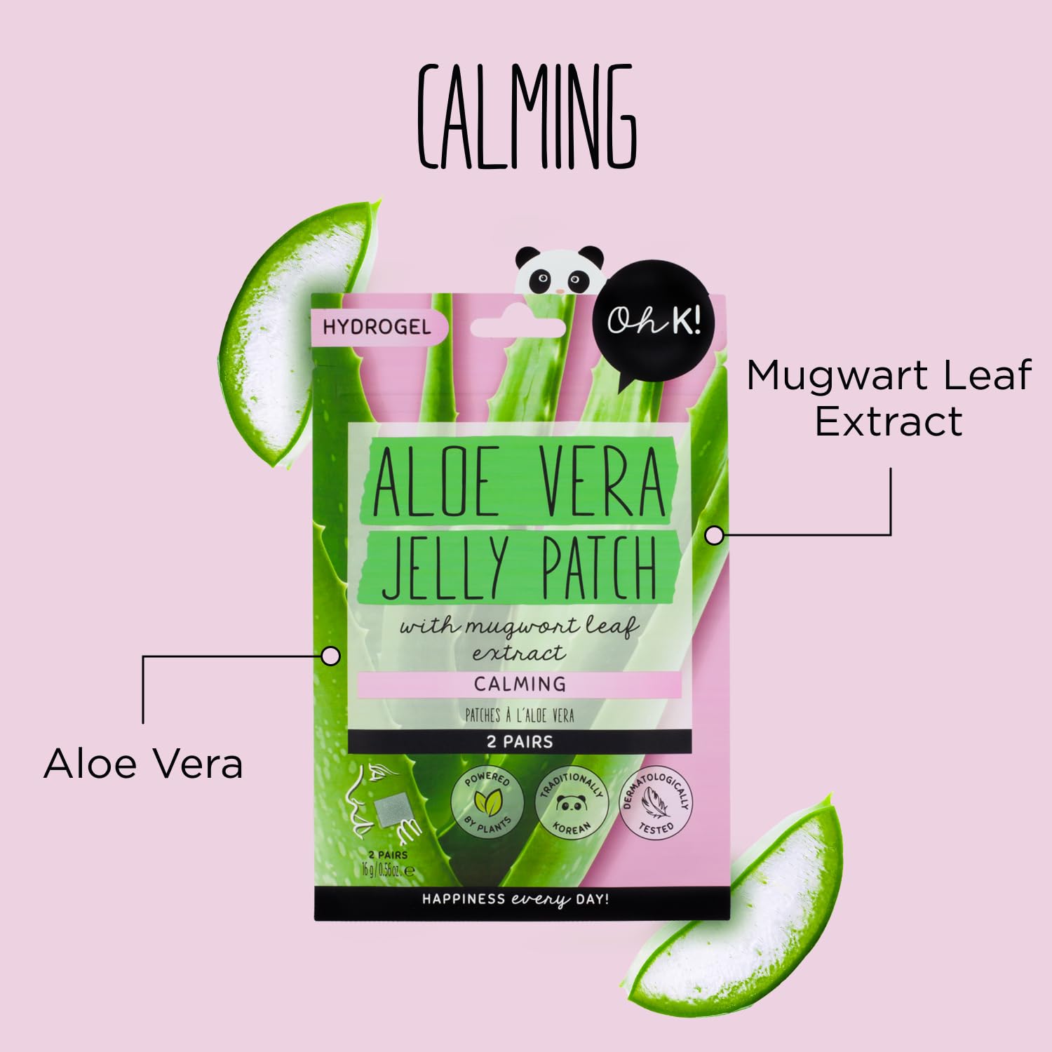 Oh K! Calming Aloe Vera Jelly Face and Body Patches, Multi-Use, with Mugwort Leaf Extract, K Beauty, Biodegradable - Image 3