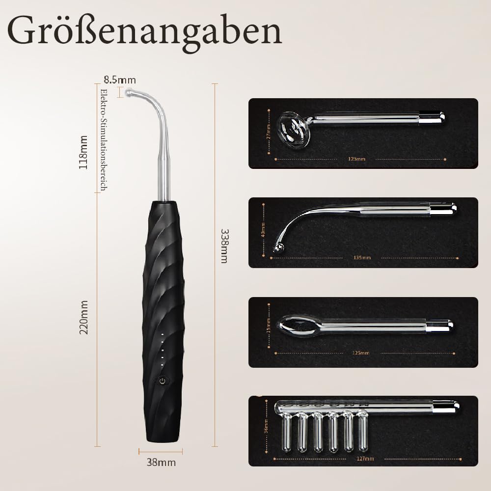 Elektroschocker BDSM Massagestab mit sichtbarem Stromfluss und 4 austauschbare Aufsätze, 5 Modi Elektrostimulation Massagegerät, USB-aufladbar Erotik Sexspielzeug für Männer, Frauen & Paare