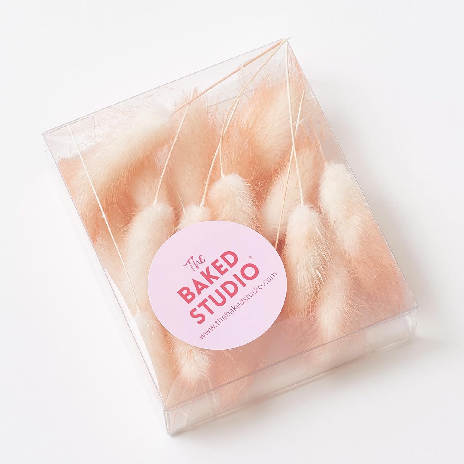 The Baked Studio - Original Dried Flower Lagarus Bunny Tails Set For Cake & Cupcake Decorating & Others Crafts (Peach) - Image 4
