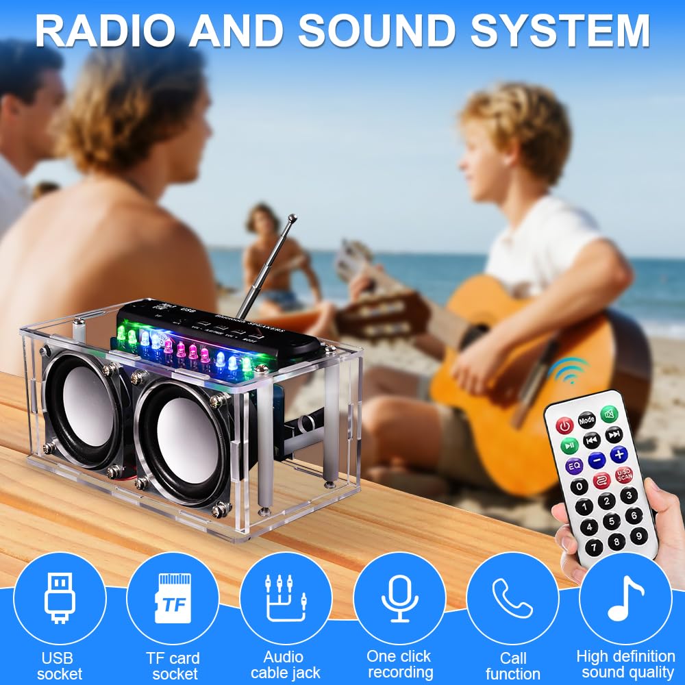 User Soldeerkit, FM-radio-kit, doe-het-zelf elektronica, soldeerpakket, radiomodule, FM 87-108 MHz, draadloze ontvanger voor leren en leren, met acrylbehuizing
