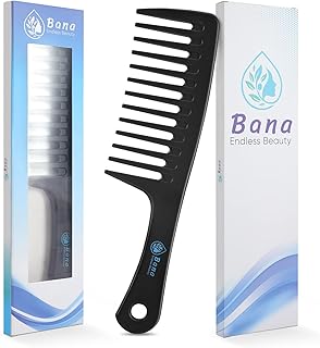 Wide Tooth Comb Bana Comb Carbon Fibre Heat Resistant Shower Comb Wide Tooth Comb For Curly Hair Combs Big Tooth Comb Blac...