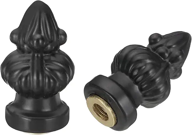 PATIKIL 35mm Black Alloy Lamp Finials - 2-Pack for Secure Shade Decoration