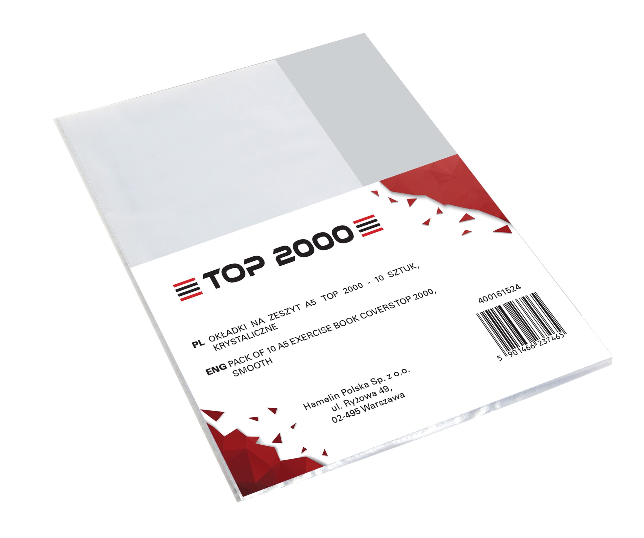 Pack of 10 Notebook/Book Covers DIN A5 Transparent Transparent Recyclable Polypropylene 0.09 mm Extra Strong TOP-2000