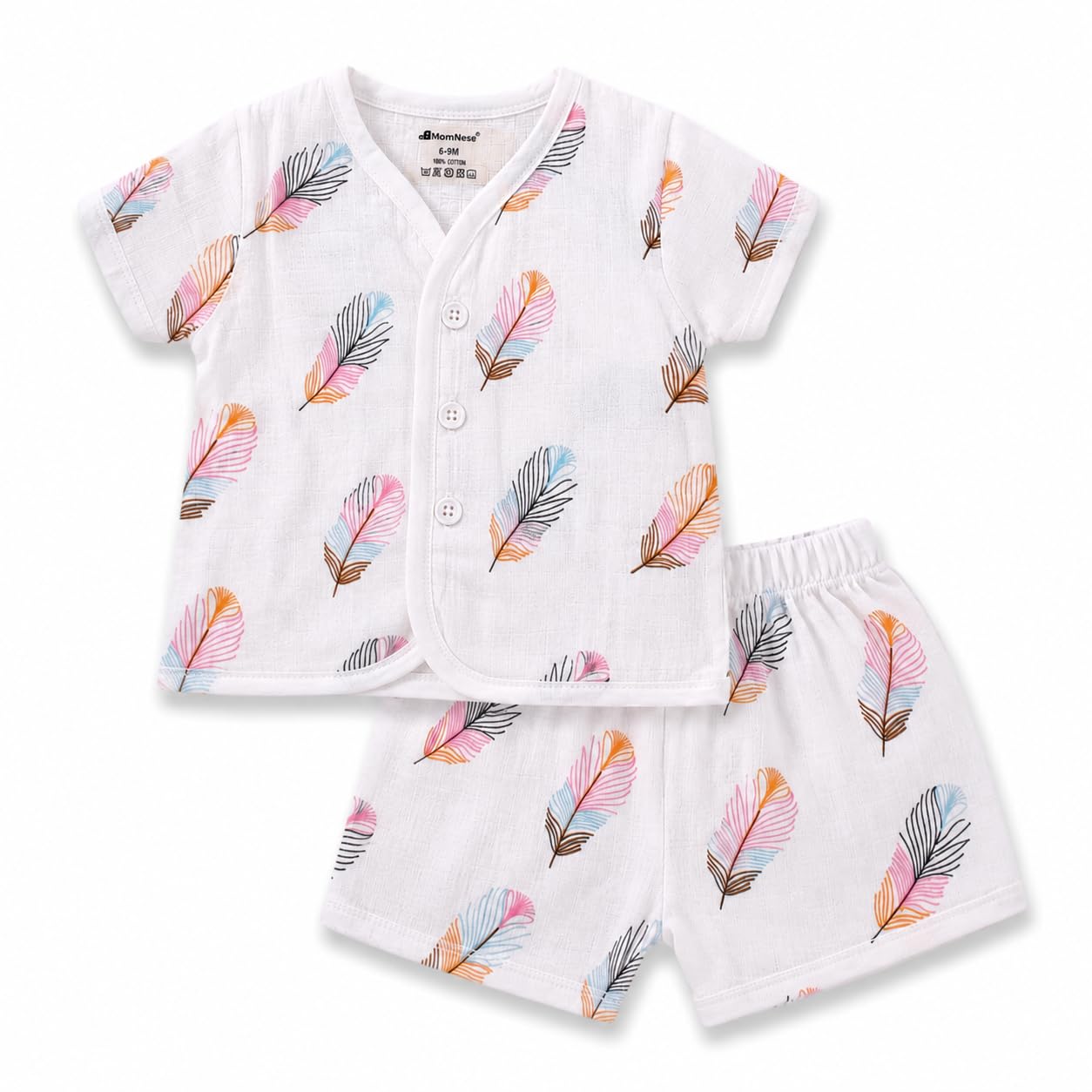 Baby Jabla & Shorts Set, 100% Pure Muslin Cotton Clothing Set for Newborn Baby Boys & Girls, Soft Breathable Summer Wear