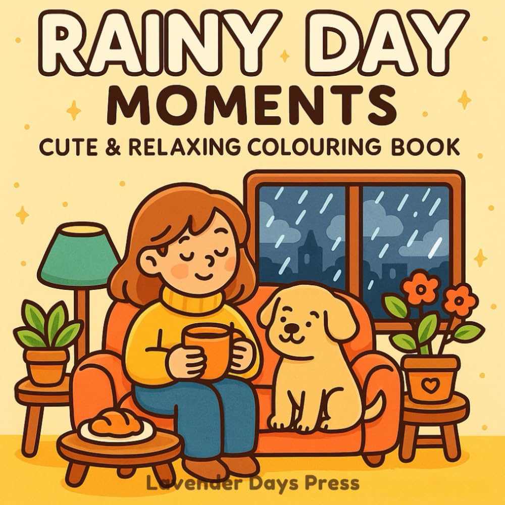 Rainy Day Moments: Cute Colouring Book for Kids and Adults