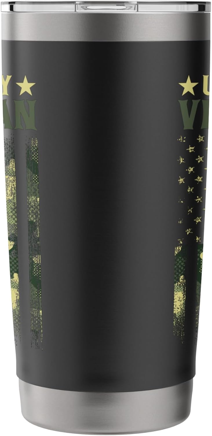 US Army Veteran Patriotic Military Camouflage American Flag Stainless Steel Insulated Tumbler - Image 4