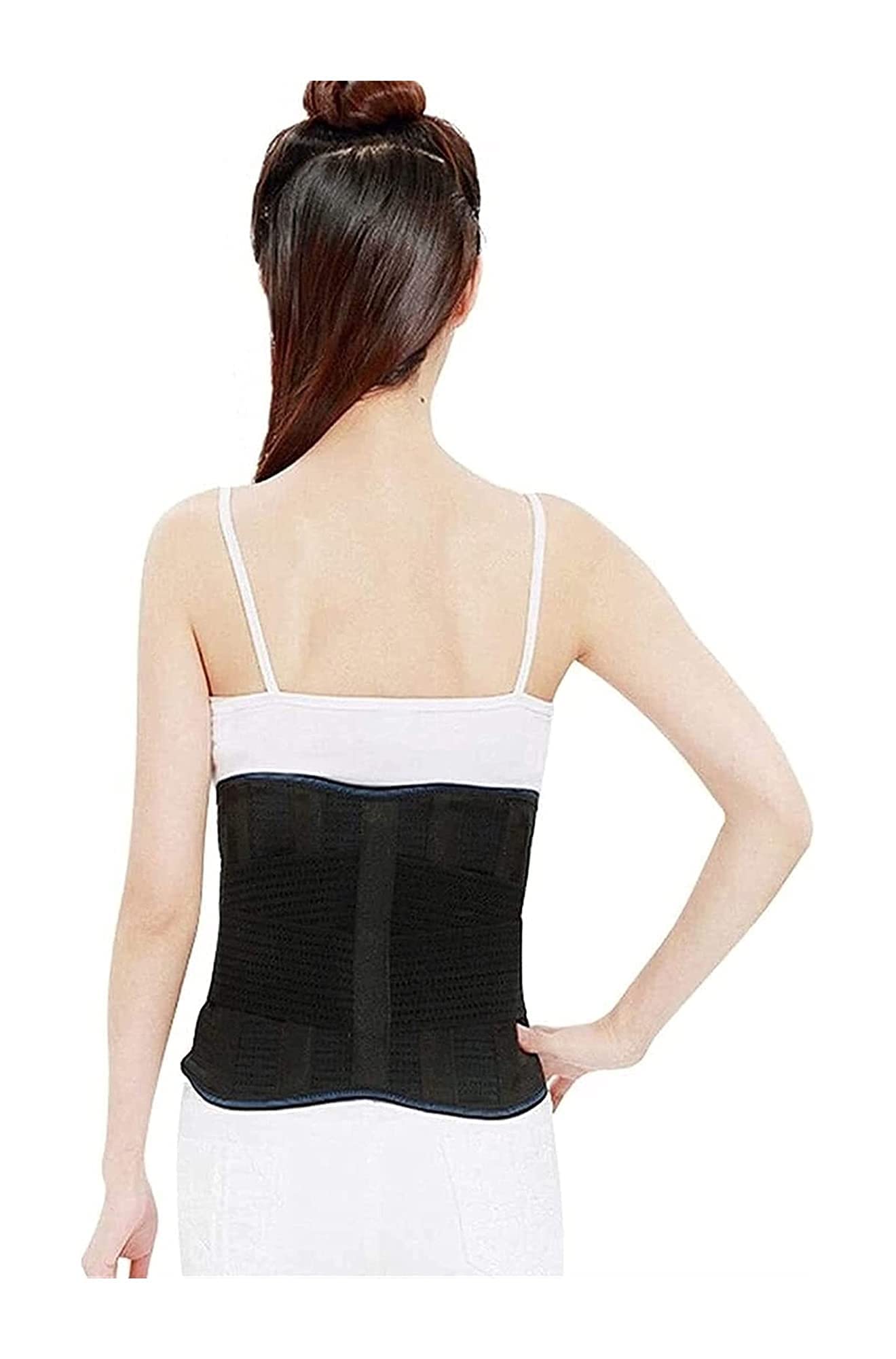 Cinturón de soporte lumbar para la parte inferior de la espalda, autocalentamiento para alivio del dolor de ciática, levantamiento de pesas, estabilizador de columna baja para escoliosis (negro XL)