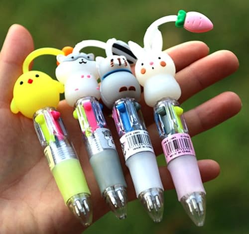 Miniatura 3 de 8 bonitos bolígrafos de animales, 4 en 1, retráctiles, multicolor, bolígrafos multicolor para oficina, escuela, hogar, bolígrafos divertidos para