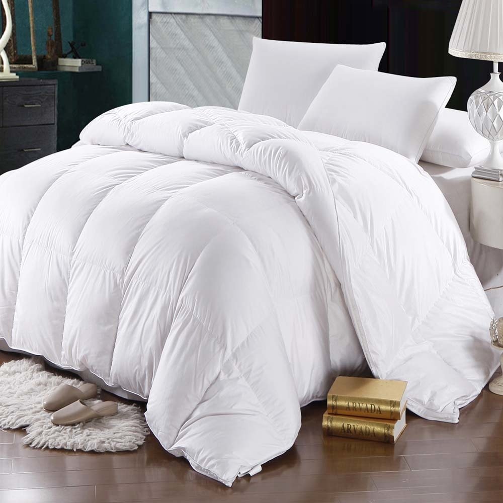 Abripedic Extra Warm Goose Down Comforter (Full, 90x90) 600TC-Pure Cotton Shell, 48 Ounces of Fill, Solid Pattern Goose Down Duvet Insert
