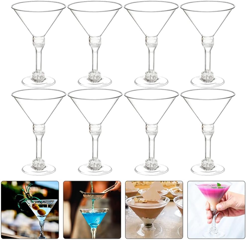 Kichvoe 15Pcs Plastic Glasses Unbreakable Cocktail Cups Plastic Wine Goblets Disposable Cocktail Glasses Party Drinking Goblets for Wedding Festival Party Supplies