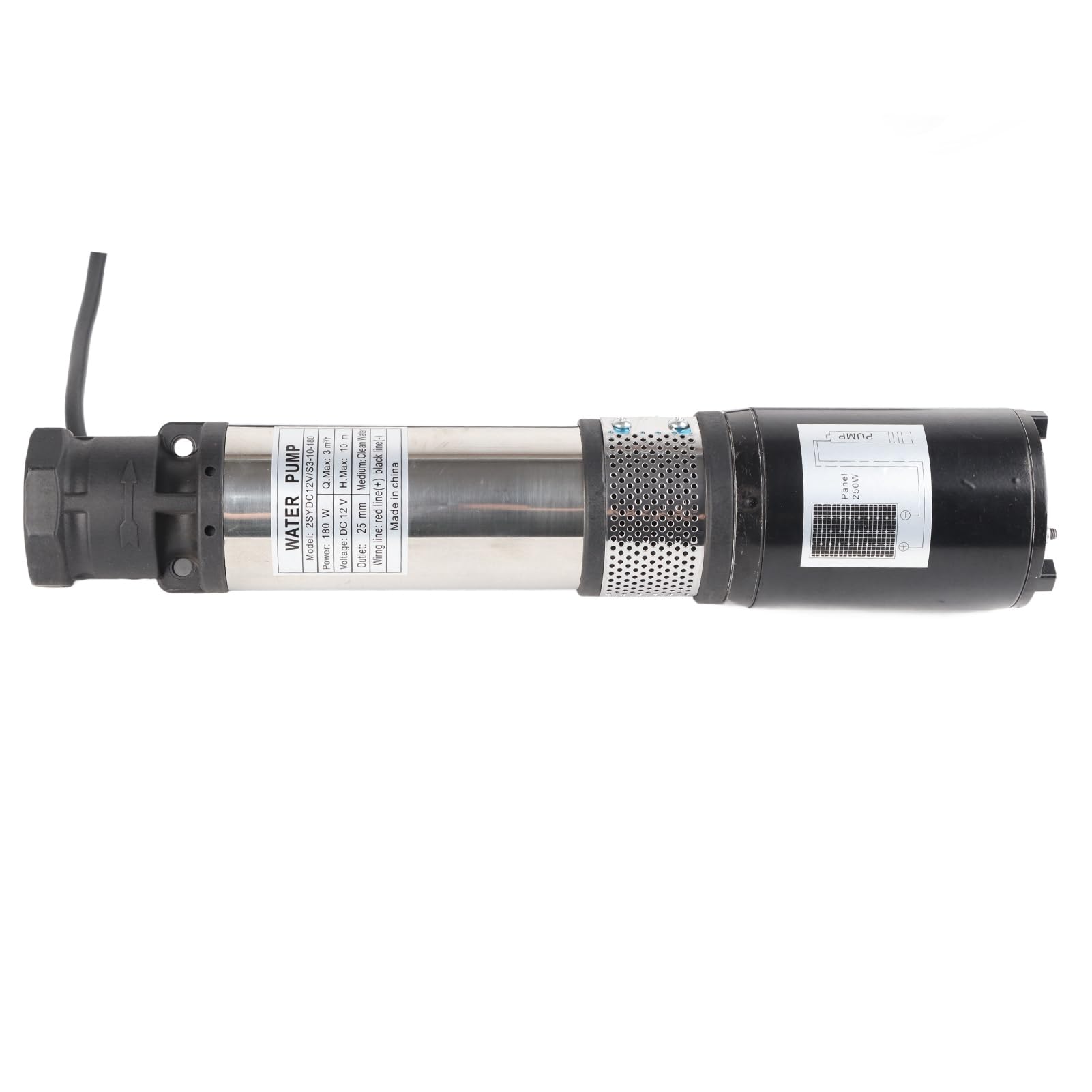 Bomba de Agua Solar de 12 V CC con Motor de Alambre de Cobre para Aplicaciones de Elevación Alta – Bomba de Pozo Sumergible de Acero Inoxidable de 180 W Ideal para Agricultura, Riego,