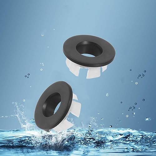 Vista 23 de Cubierta de desbordamiento para lavabo de baño, inserto de latón en agujero, tapas redondas, níquel cepillado, recipiente de cerámica, repuesto