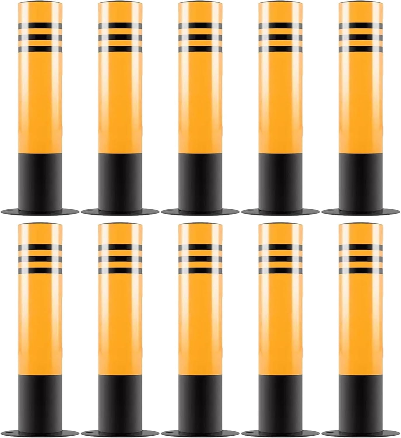 Traffic Cone Safety Barrier Iron Traffic Delineator Posts,Yellow Delineator Post with,Base Parking Lot Traffic Safety Barrier for High Traffic Areas(H40cm 1pc)
