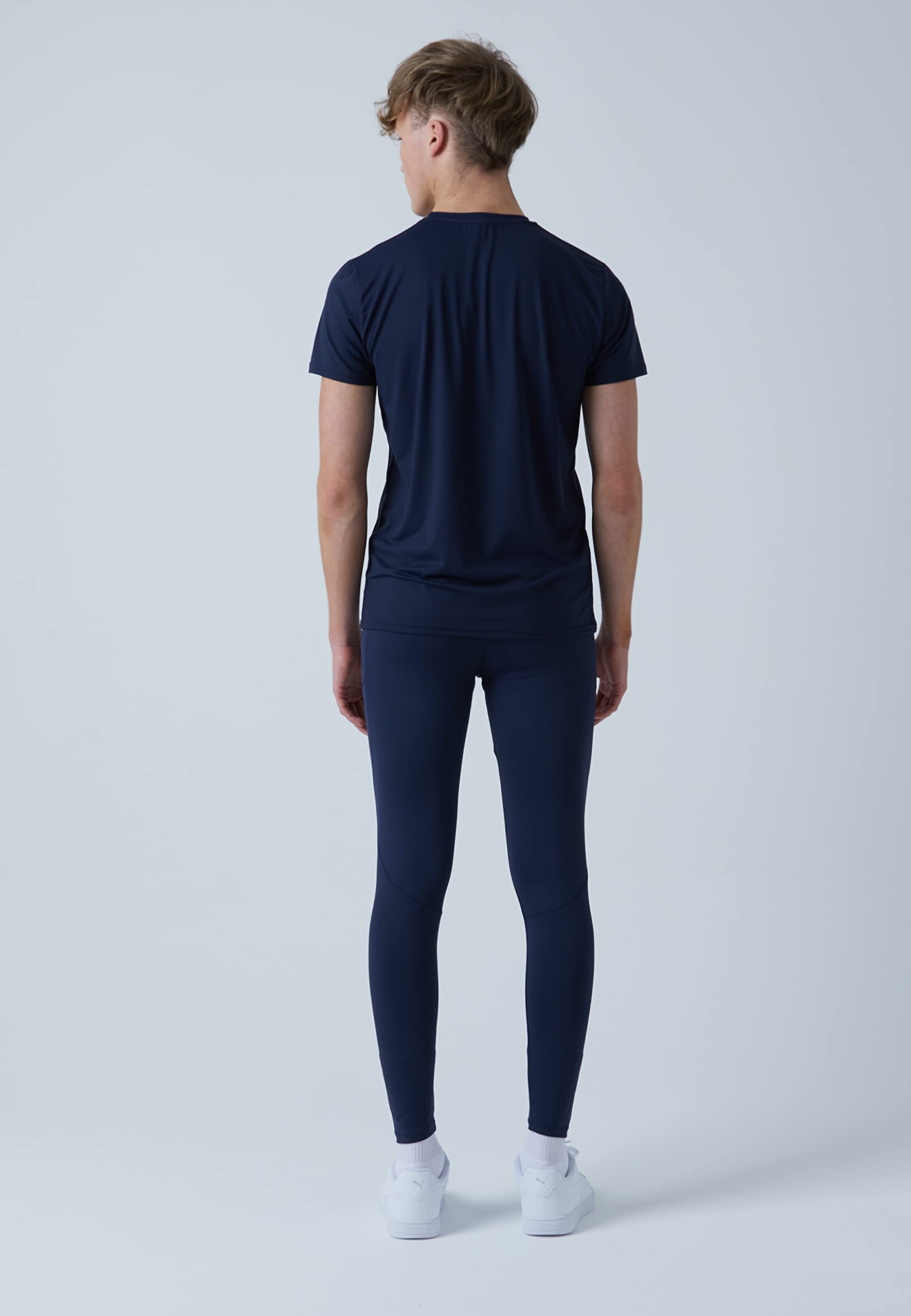 Sportkind Jungen & Herren Lange Laufhose mit Taschen, Sport Leggings, Baselayer, atmungsaktiv, UV-Schutz